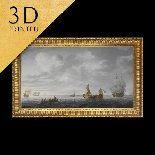Boats Shooting their Nets by Simon de Vlieger-Dutch, 3d Printed with texture and brush strokes looks like original oil-painting, code:411