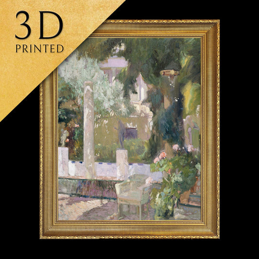 The Gardens at the Sorolla Family by Joaquin Sorolla, 3d Printed with texture and brush strokes looks like original oil-painting, code:417