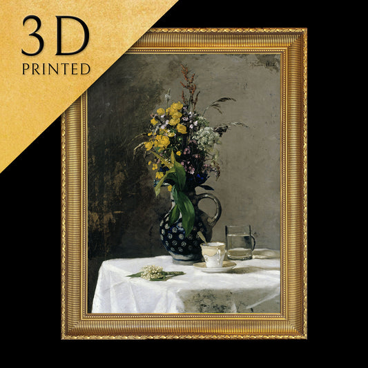 Bouquet of Wild Flowers by Hans Thoma, 3d Printed with texture and brush strokes looks like original oil-painting, code:418