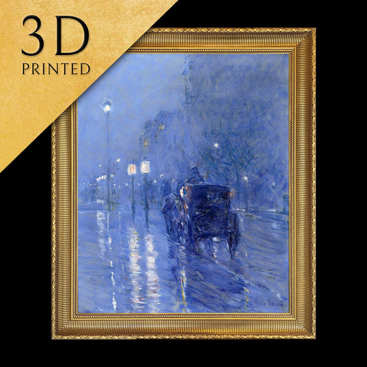 Rainy Midnight by Childe Hassam, 3d Printed with texture and brush strokes looks like original oil-painting, code:147