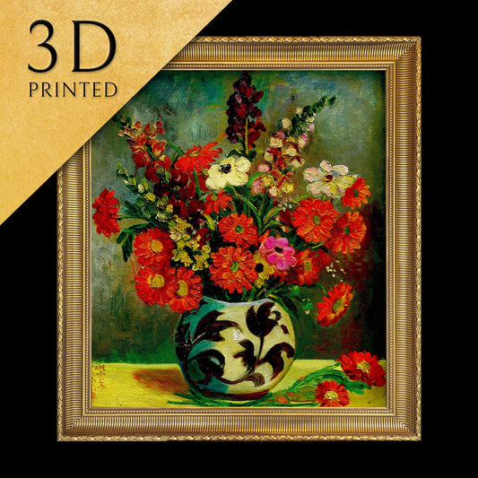 Vase of Flowers by Guan Zilan, 3d Printed with texture and brush strokes looks like original oil-painting, code:323