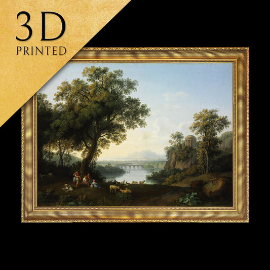 Riverside Landscape by Jacob Philipp Hackert, 3d Printed with texture and brush strokes looks like original oil-painting, code:348