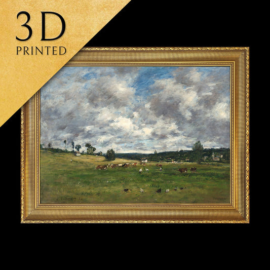 Landscape (Fervaques) by Eugène Boudin, 3d Printed with texture and brush strokes looks like original oil-painting, code:292