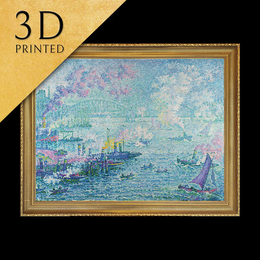 The Port of Rotterdam by Paul Signac, 3d Printed with texture and brush strokes looks like original oil-painting, code:375