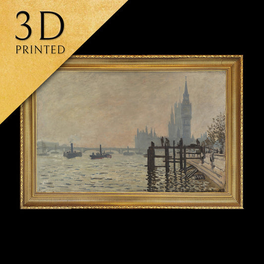 The Thames below Westminster by Claude Monet, 3d Printed with texture and brush strokes looks like original oil-painting, code:379
