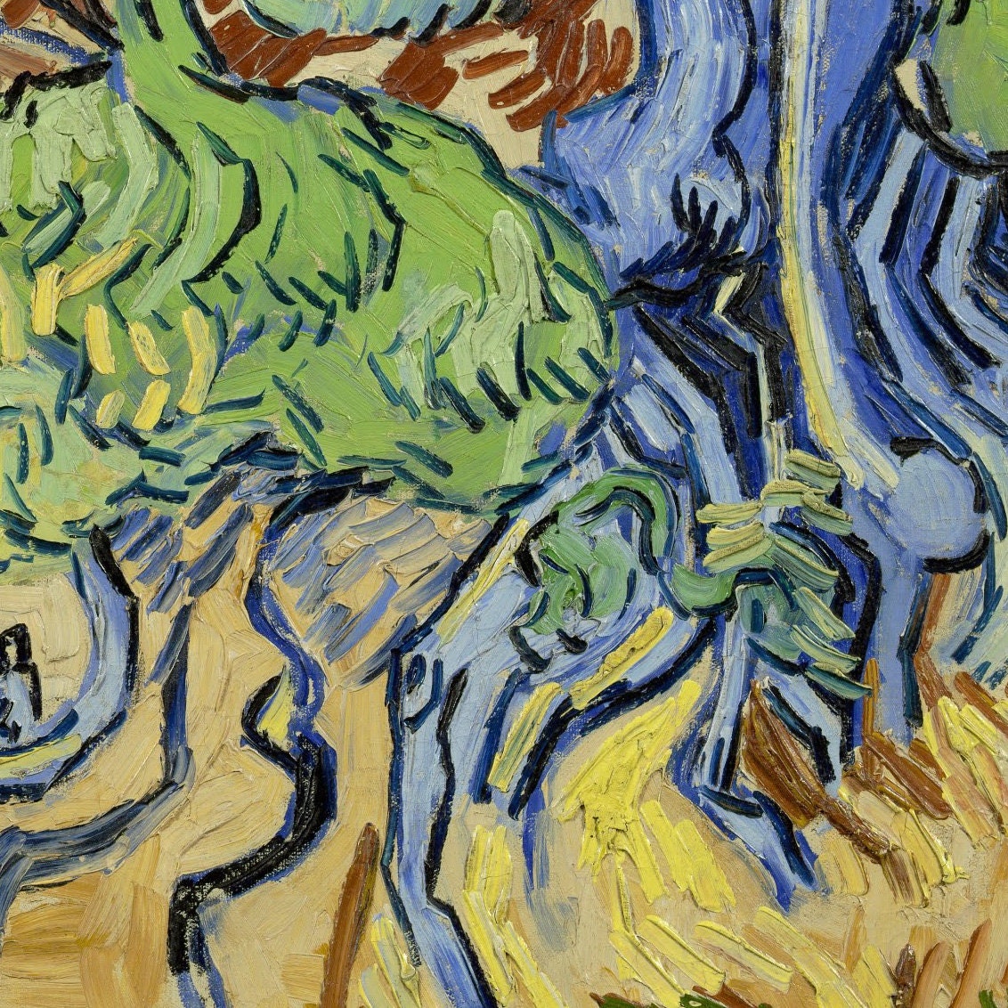 Tree Roots by Van Gogh, 3d Printed with texture and brush strokes looks like original oil-painting, code:485