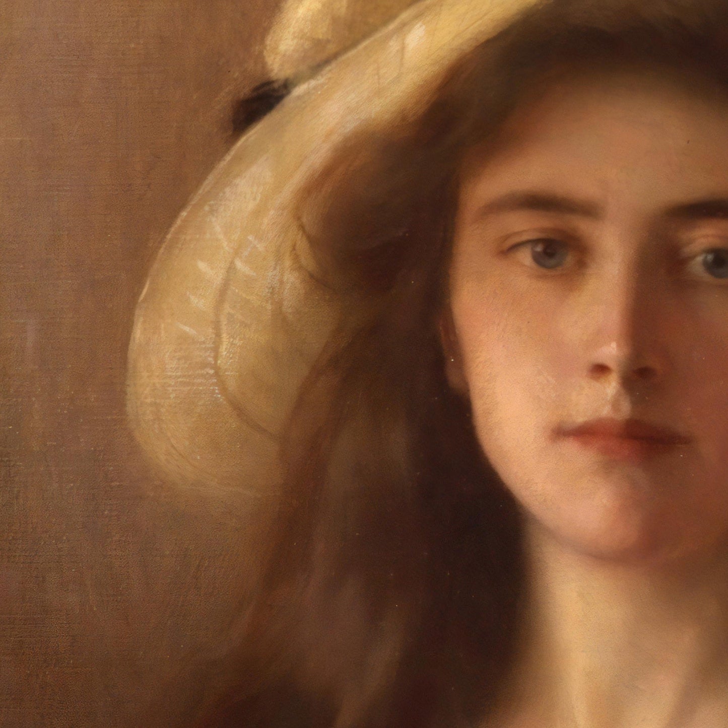 Young Woman in a Straw Hat by Alberth Lynch, 3d Printed with texture and brush strokes looks like original oil-painting, code:482