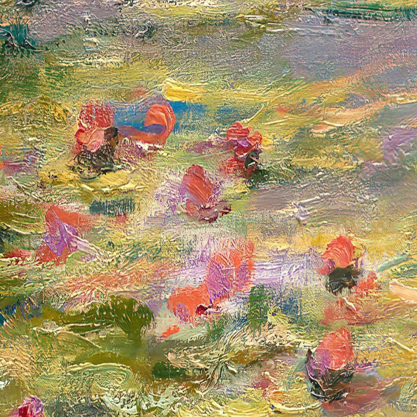 Water Lilies by Claude Monet, 3d Printed with texture and brush strokes looks like original oil-painting, code:023