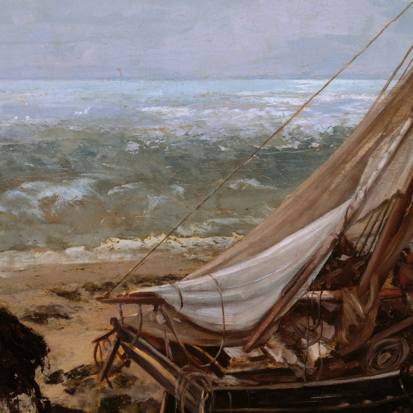 The Fishing Boat by Gustave Courbet, 3d Printed with texture and brush strokes looks like original oil-painting, code:474