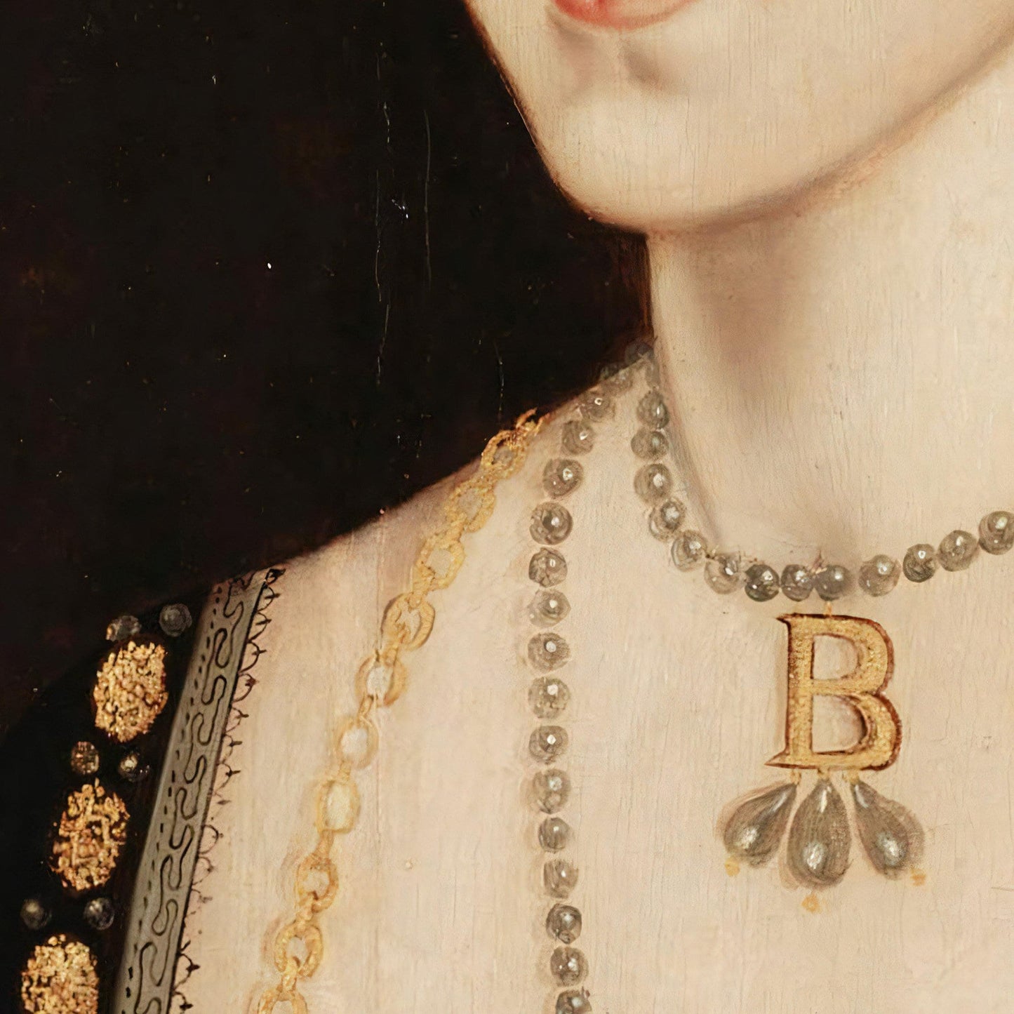 Anne Boleyn by Anonymous, 3d Printed with texture and brush strokes looks like original oil-painting, code:467