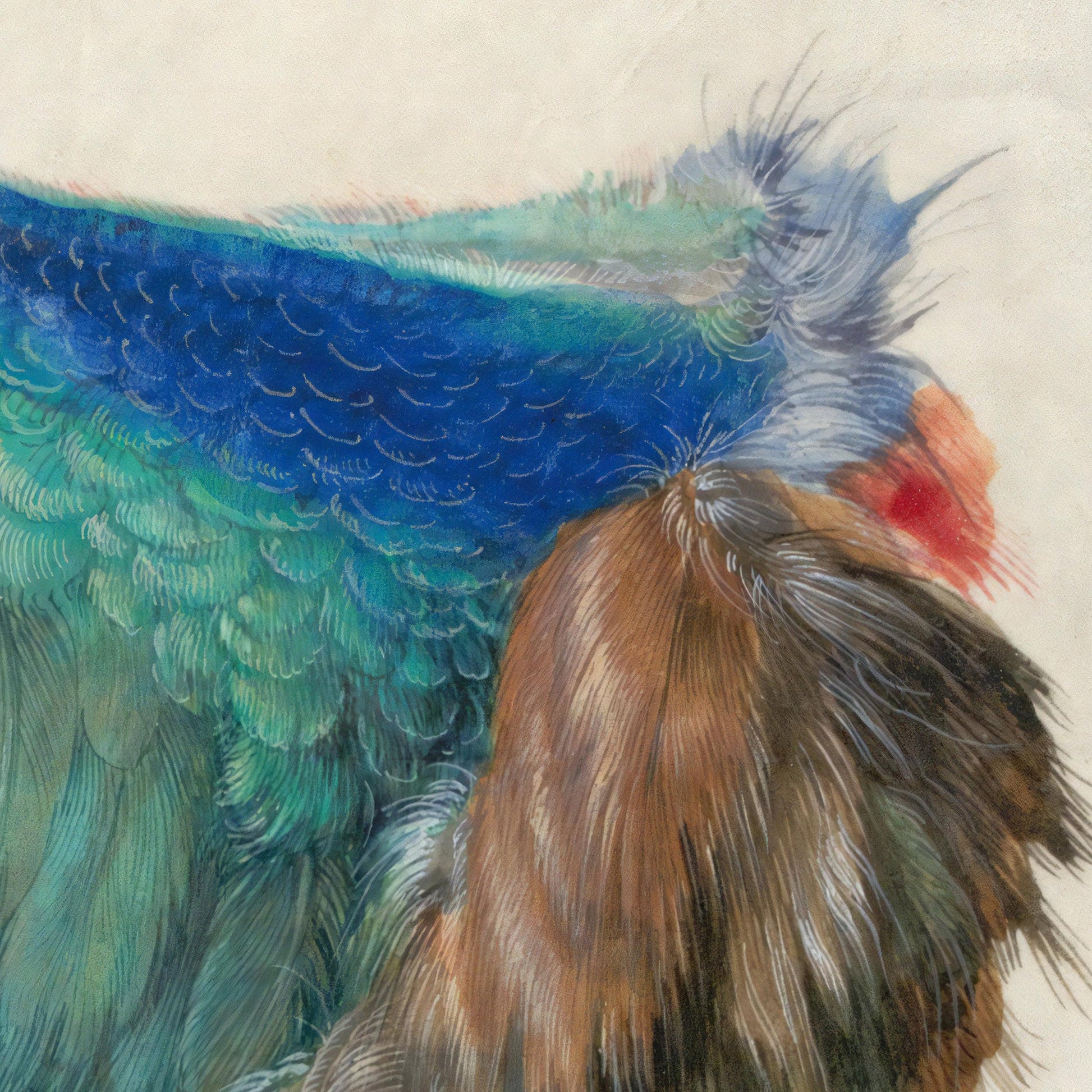 Dead Blue Roller by Albrecht Dürer, 3d Printed with texture and brush strokes looks like original oil-painting, code:431