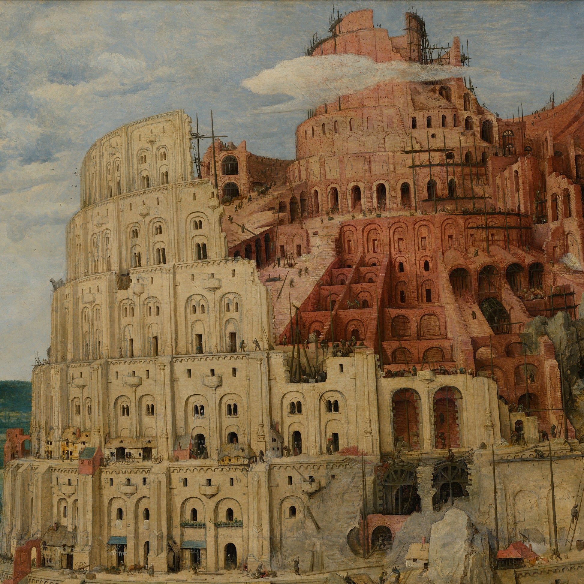 The Tower of Babel by Pieter Bruegel, 3d Printed with texture and brush strokes looks like original oil-painting, code:080