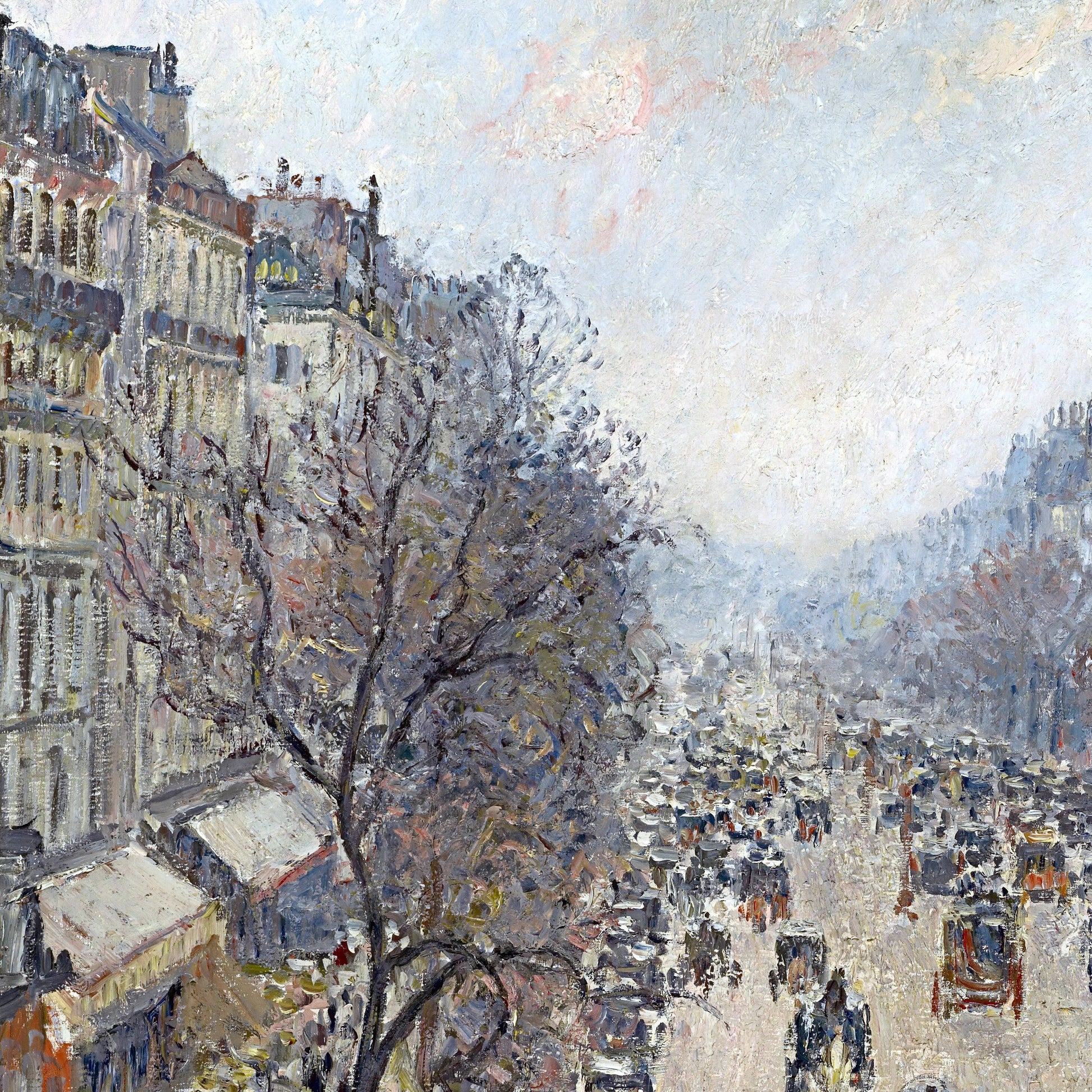 Boulevard Montmarte by Camille Pissarro, 3d Printed with texture and brush strokes looks like original oil-painting, code:078