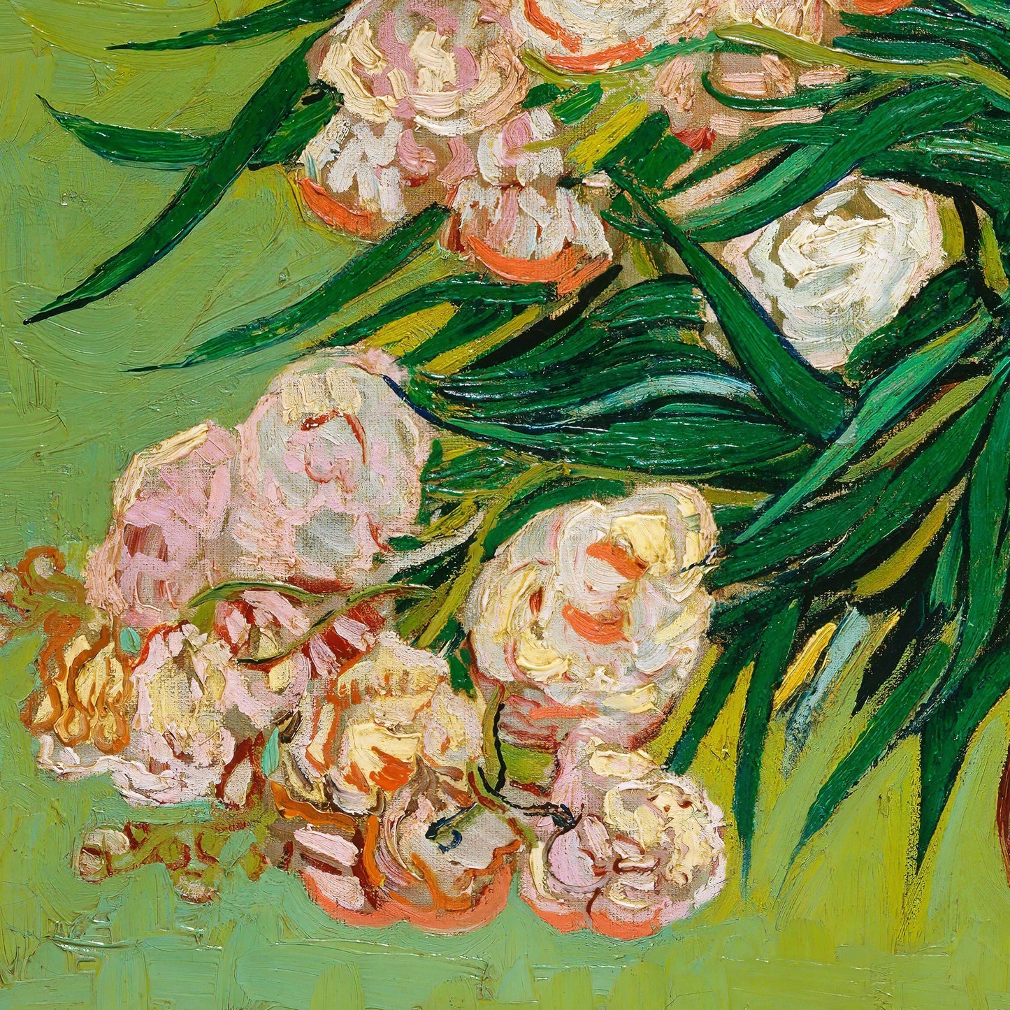 Oleanders by Vincent Van Gogh, 3d Printed with texture and brush strokes looks like original oil-painting, code:074