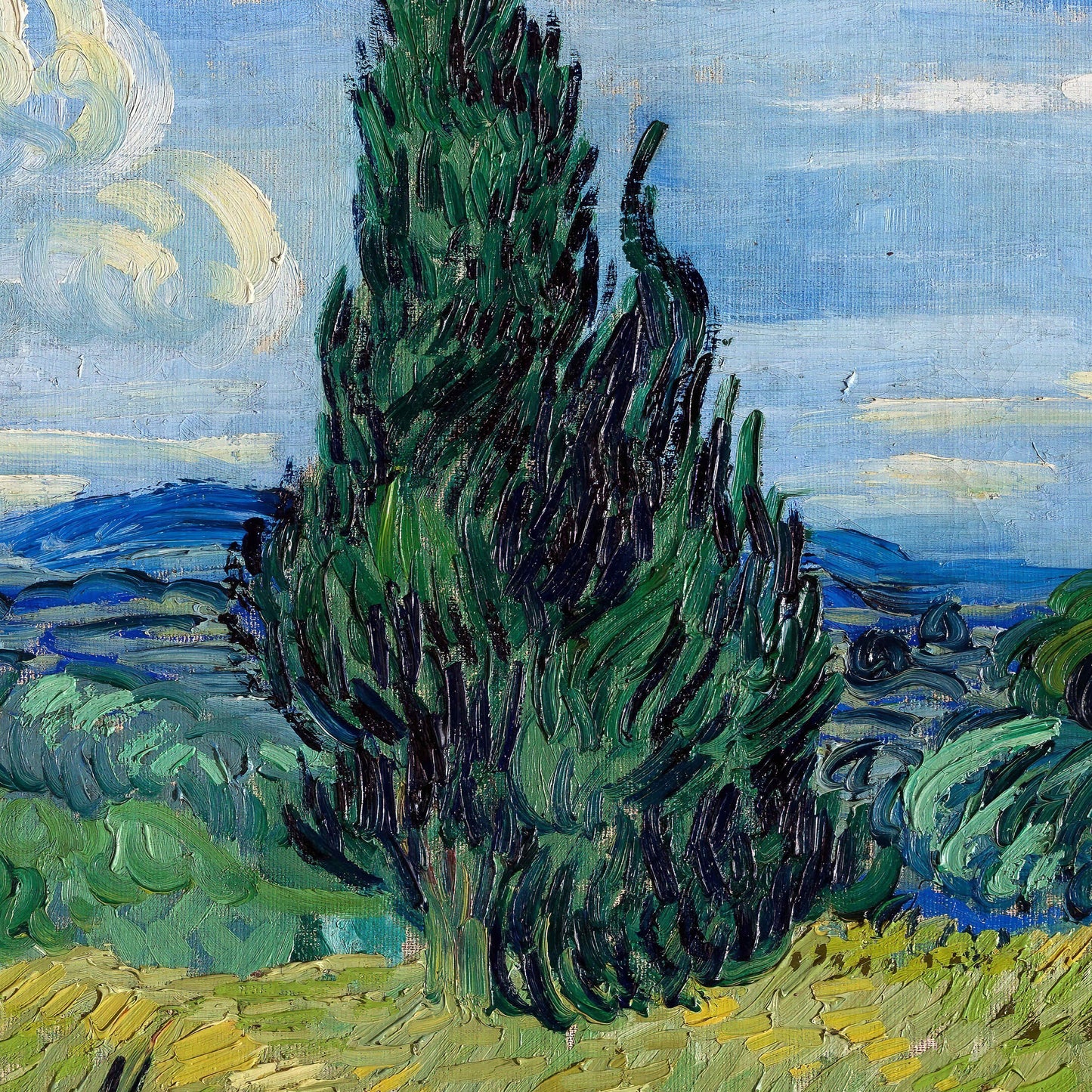Green Wheat by Vincent Van Gogh, 3d Printed with texture and brush strokes looks like original oil-painting, code:072
