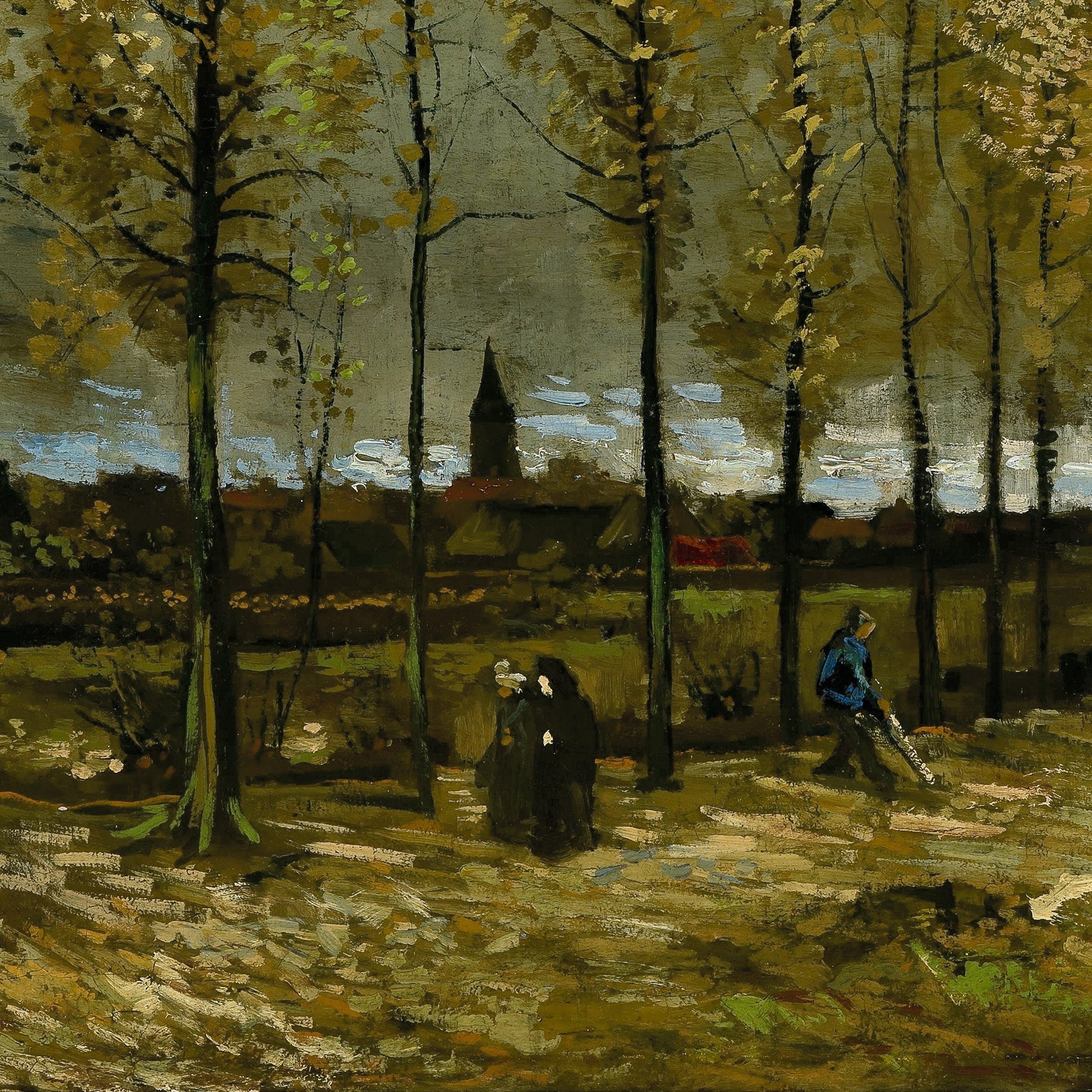 The Poplars near Nuenen by Vincent Van Gogh, 3d Printed with texture and brush strokes looks like original oil-painting, code:067