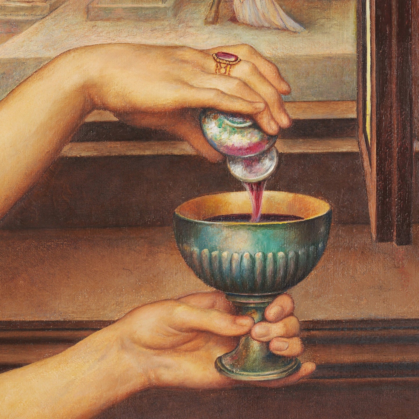 The Love Potion by Evelyn De Morgan, 3d Printed with texture and brush strokes looks like original oil-painting, code:101