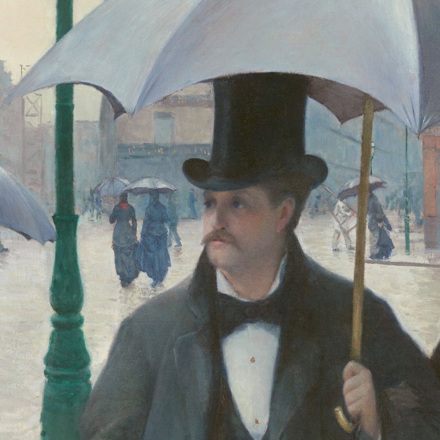 Paris Street; Rainy Day by Gustave Caillebotte, 3d Printed with texture and brush strokes looks like original oil-painting, code:103