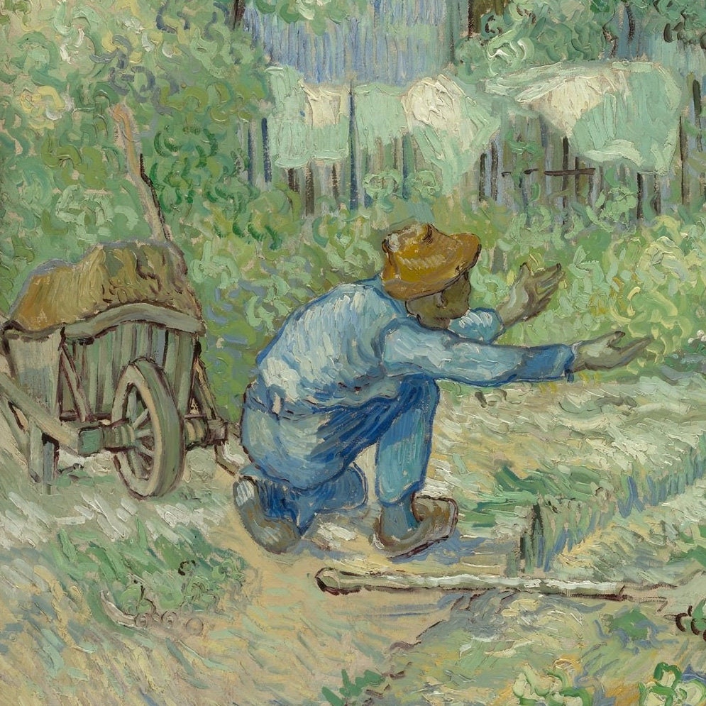 First Steps After Millet by Vincent Van Gogh, 3d Printed with texture and brush strokes looks like original oil-painting, code:126