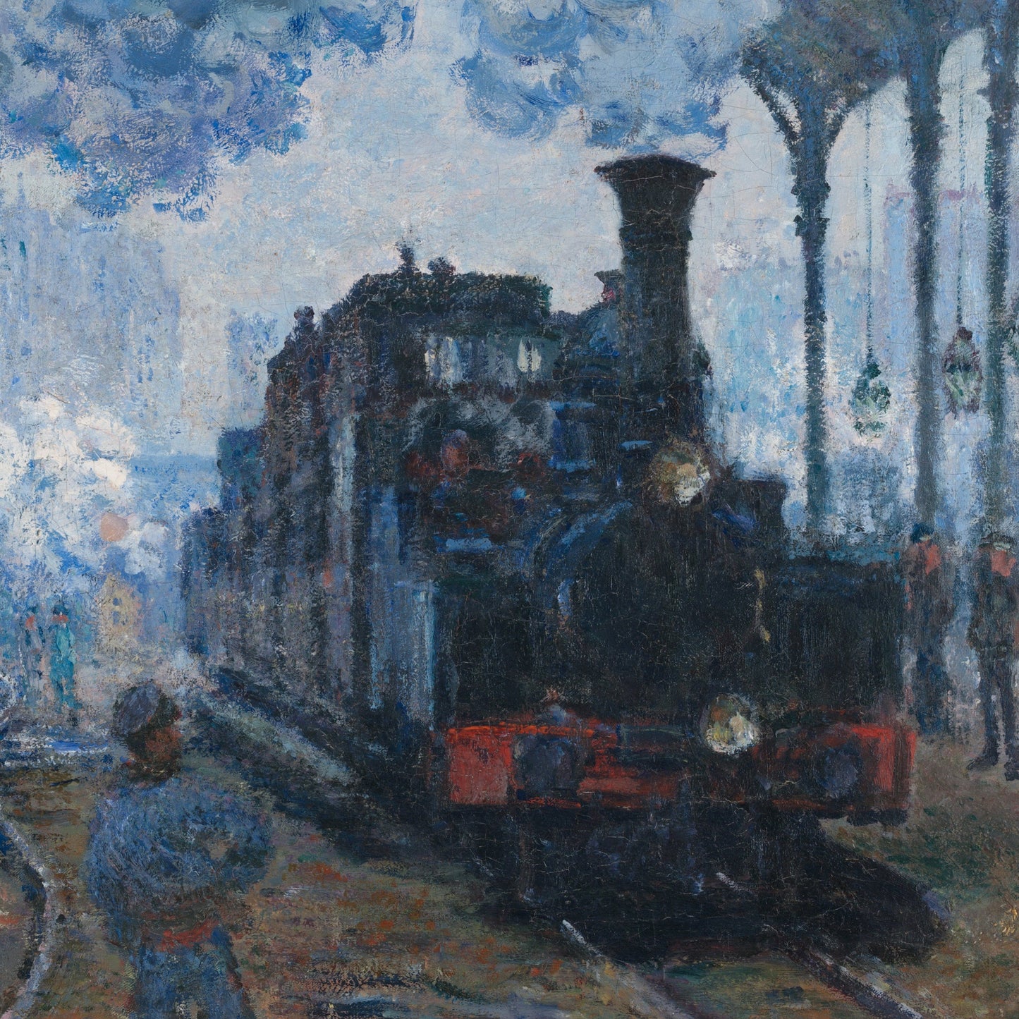 The Gare Saint-Lazare Arrival by Claude Monet, 3d Printed with texture and brush strokes looks like original oil-painting, code:131