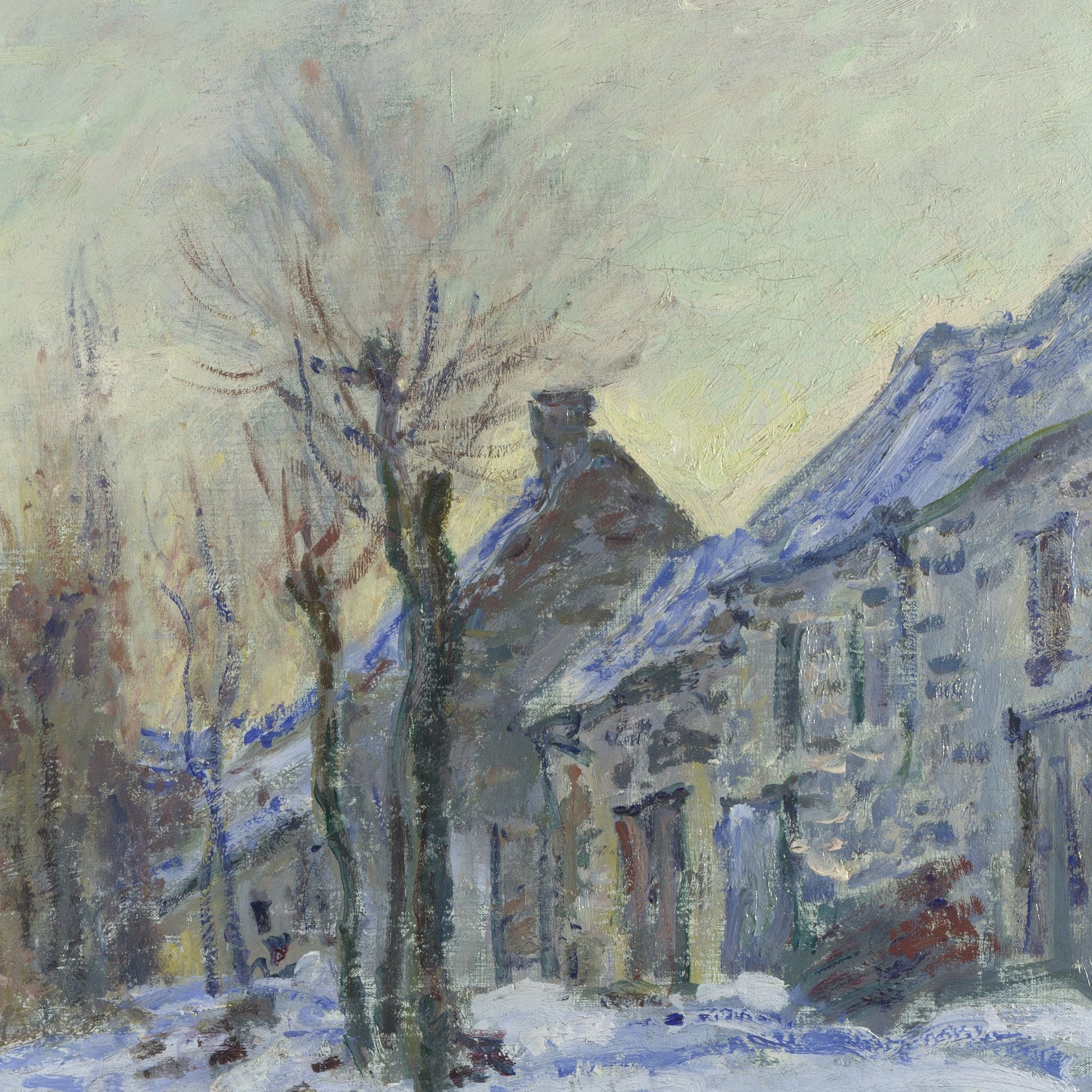 Lavacourt Under Snow by Claude Monet, 3d Printed with texture and brush strokes looks like original oil-painting, code:132