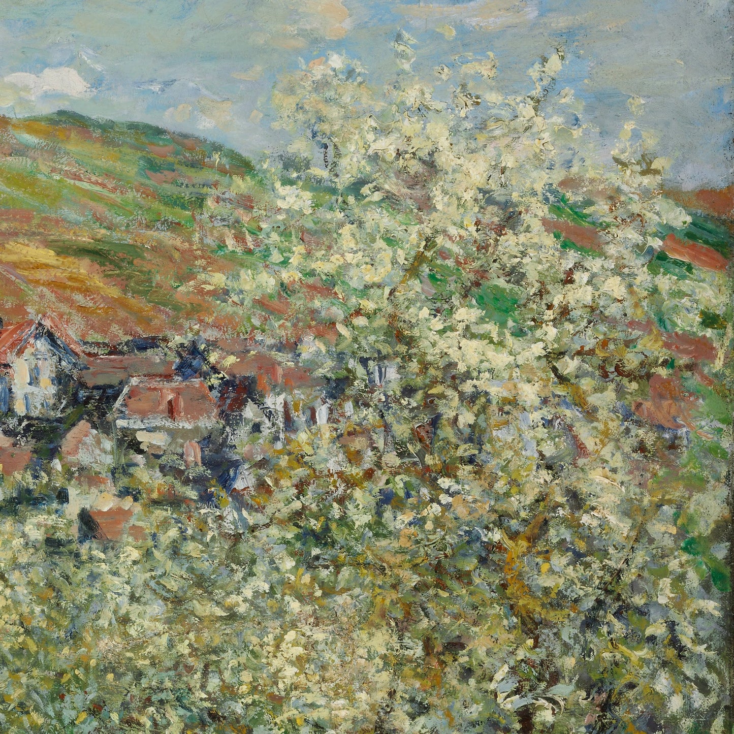 Plum Trees in Blossom by Claude Monet, 3d Printed with texture and brush strokes looks like original oil-painting, code:301