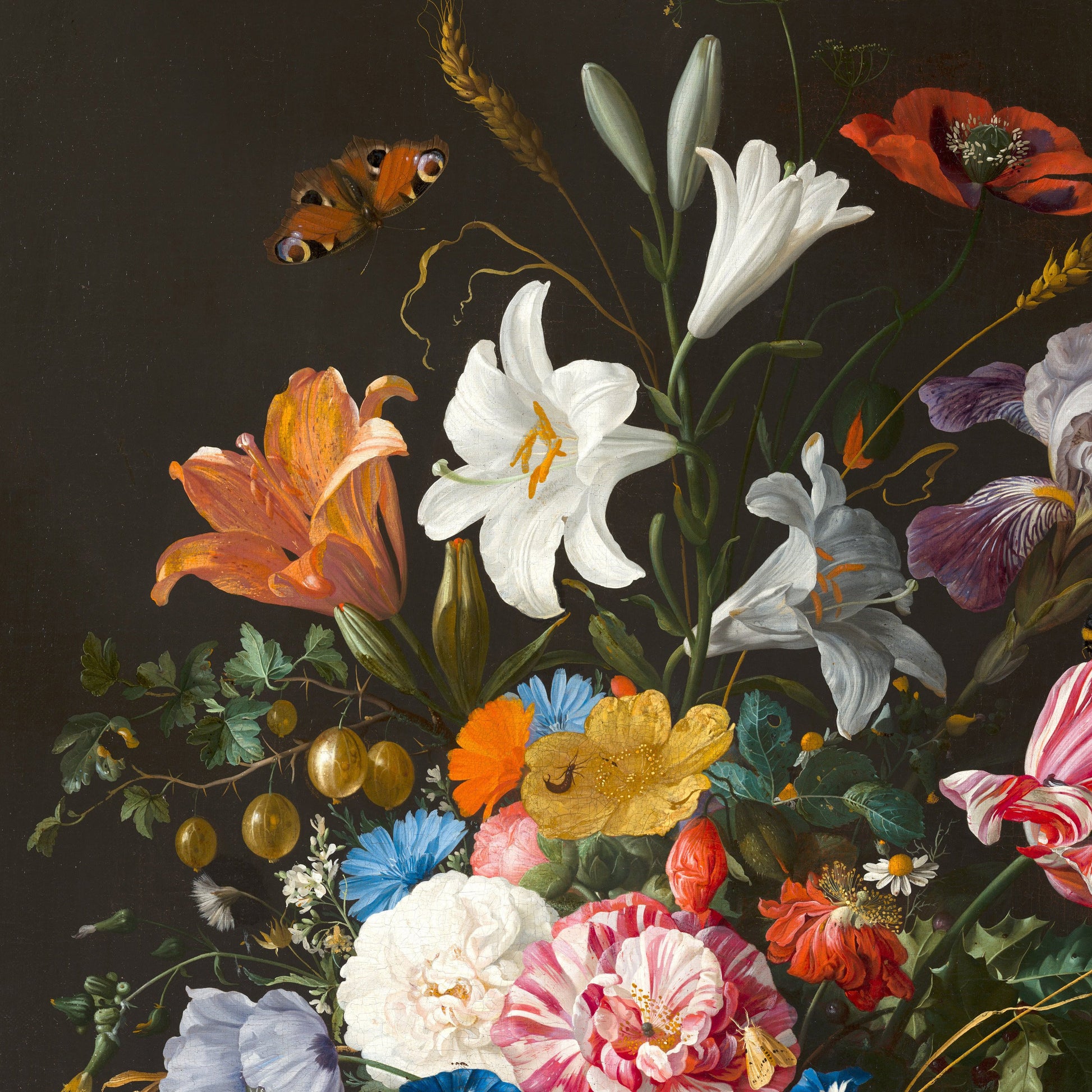 Vase of Flowers by Jan Davidsz de Heem, 3d Printed with texture and brush strokes looks like original oil-painting, code:307
