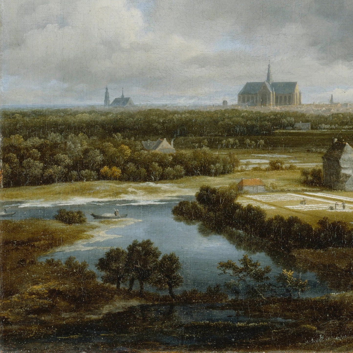 View of Haarlem by Jacob van Ruisdael, 3d Printed with texture and brush strokes looks like original oil-painting, code:308