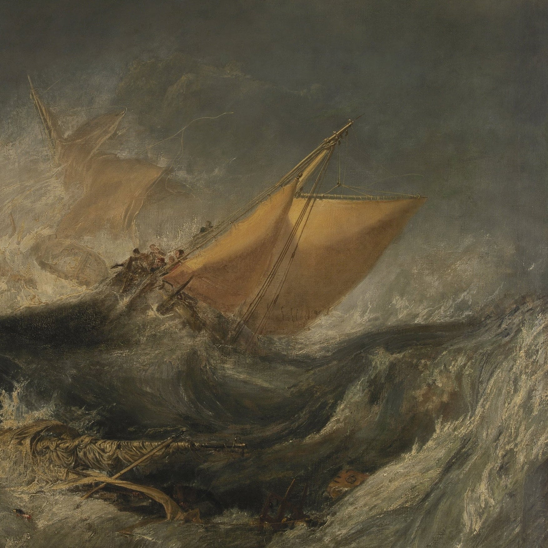 The Wreck of a Transport Ship by J. M. W. Turner, 3d Printed with texture and brush strokes looks like original oil-painting, code:155