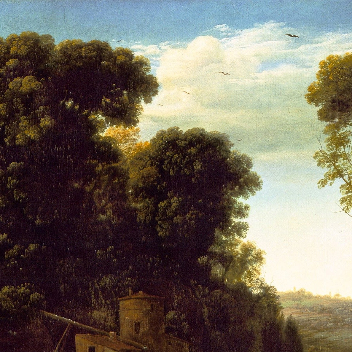 Pastoral Landscape with a Mill by Claude Lorrain, 3d Printed with texture and brush strokes looks like original oil-painting, code:170