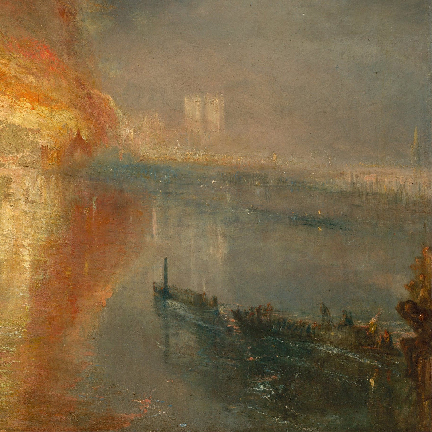 The Burning of the Houses of Lords by J. M. W. Turner, 3d Printed with texture and brush strokes looks like original oil-painting, code:190