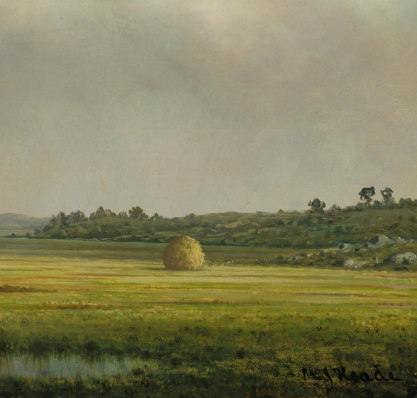 Newburyport Meadows by Martin Johnson Heade, 3d Printed with texture and brush strokes looks like original oil-painting, code:197