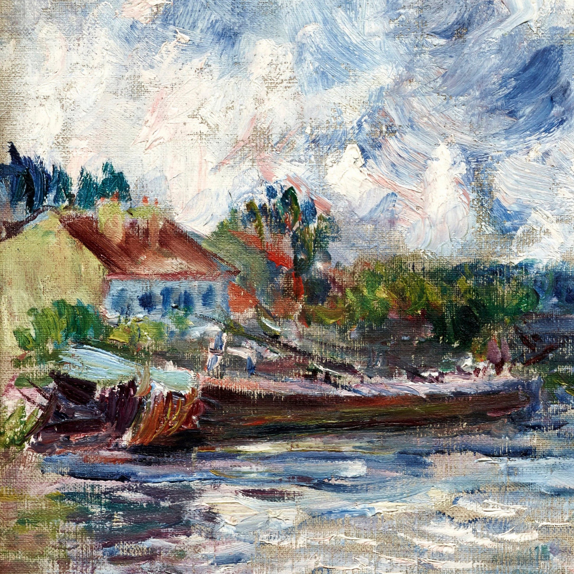 The Seine at Chatou by Pierre Auguste Renoir, 3d Printed with texture and brush strokes looks like original oil-painting, code:216