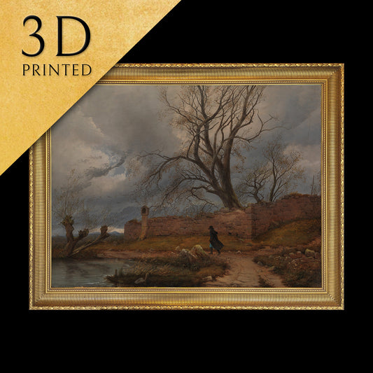Wanderer in the Storm by Julius von Leypold, 3d Printed with texture and brush strokes looks like original oil-painting, code:215