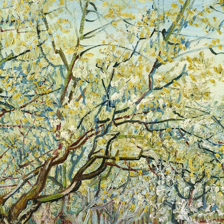 The White Orchard by Vincent Van Gogh, 3d Printed with texture and brush strokes looks like original oil-painting, code:228