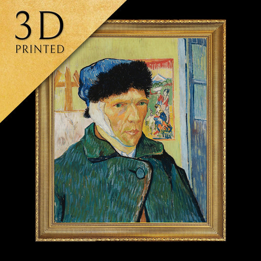 Self-Portrait with Bandaged Ear by Vincent van Gogh, 3d Printed with texture and brush strokes looks like original oil-painting, code:420