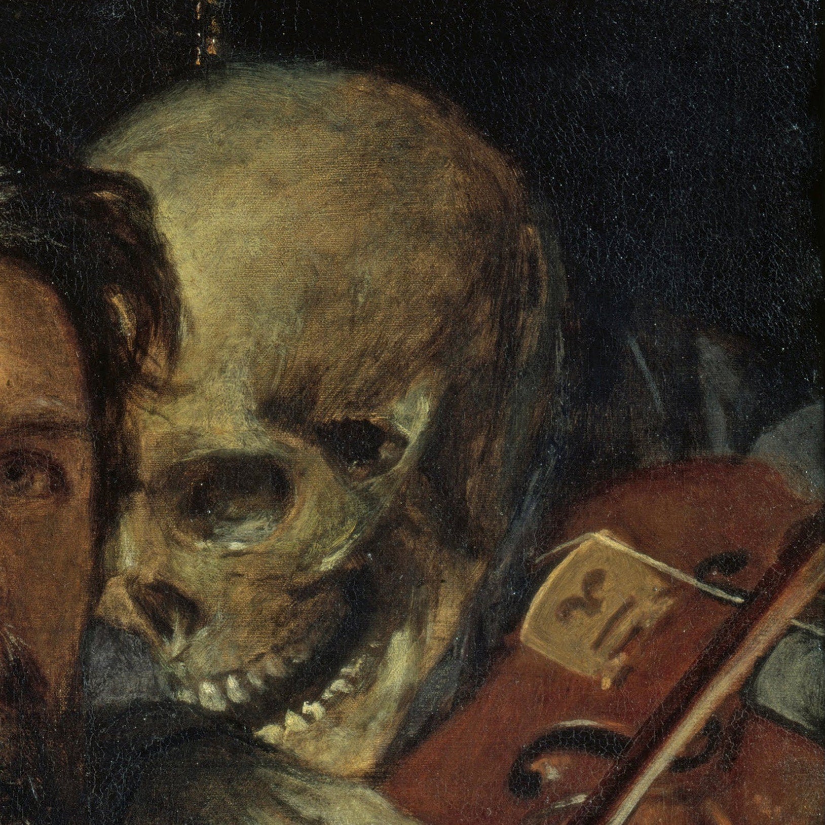Self-Portrait with Death Playing by Arnold Böcklin, 3d Printed with texture and brush strokes looks like original oil-painting, code:339