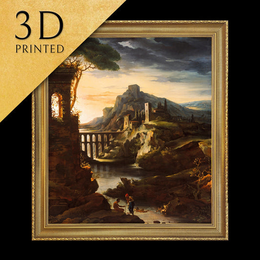 Evening Landscape by Théodore Géricault, 3d Printed with texture and brush strokes looks like original oil-painting, code:247