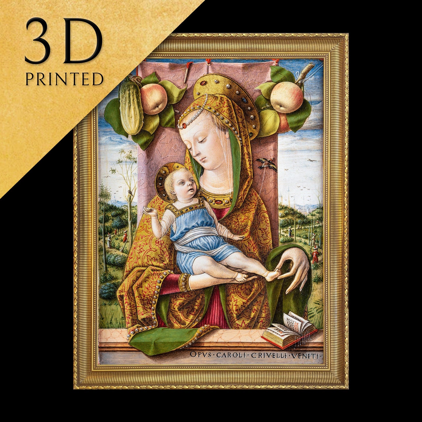 Madonna Col Bambino by Carlo Crivelli Ancona, 3d Printed with texture and brush strokes looks like original oil-painting, code:231