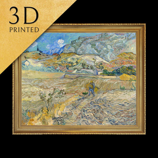 Landscape at Saint-Rémy by Vincent van Gogh, 3d Printed with texture and brush strokes looks like original oil-painting, code:376