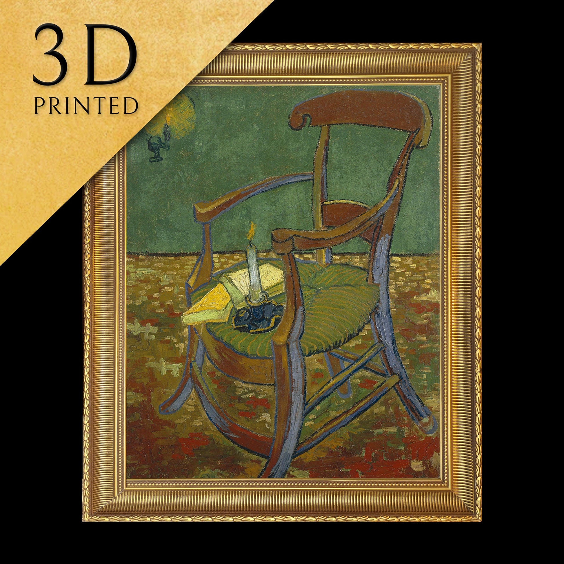 Gauguin's chair by Vincent van Gogh, 3d Printed with texture and brush strokes looks like original oil-painting, code:380