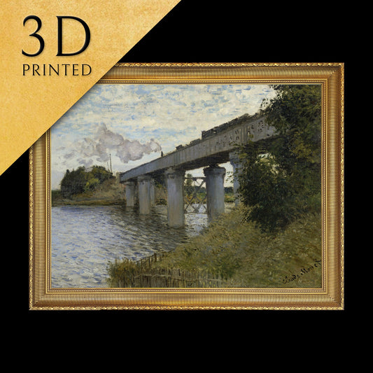 The Railroad bridge in Argenteuil by Claude Monet, 3d Printed with texture and brush strokes looks like original oil-painting, code:396