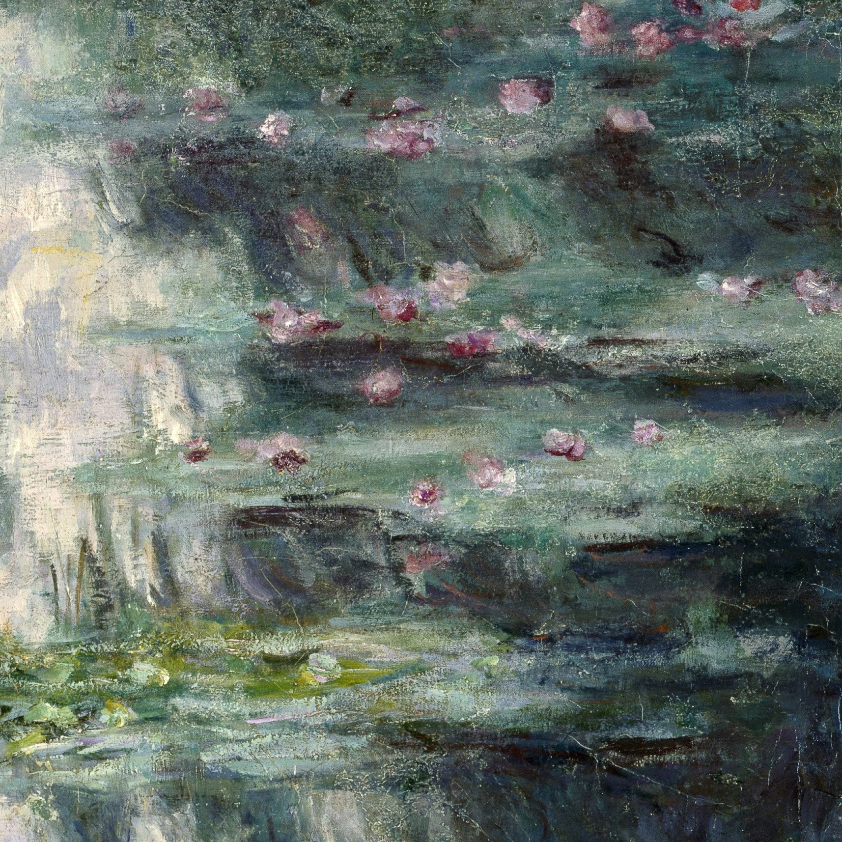 Pond with Water Lilies by Claude Monet, 3d Printed with texture and brush strokes looks like original oil-painting, code:008