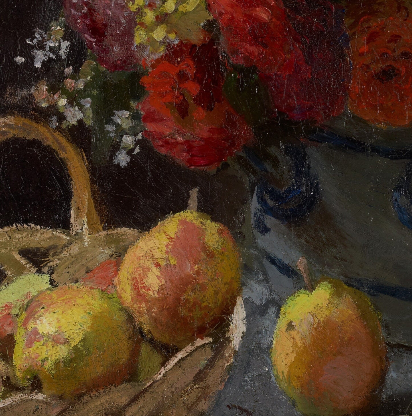 Still Life with Flowers and Fruit by Claude Monet, 3d Printed with texture and brush strokes looks like original oil-painting, code:009