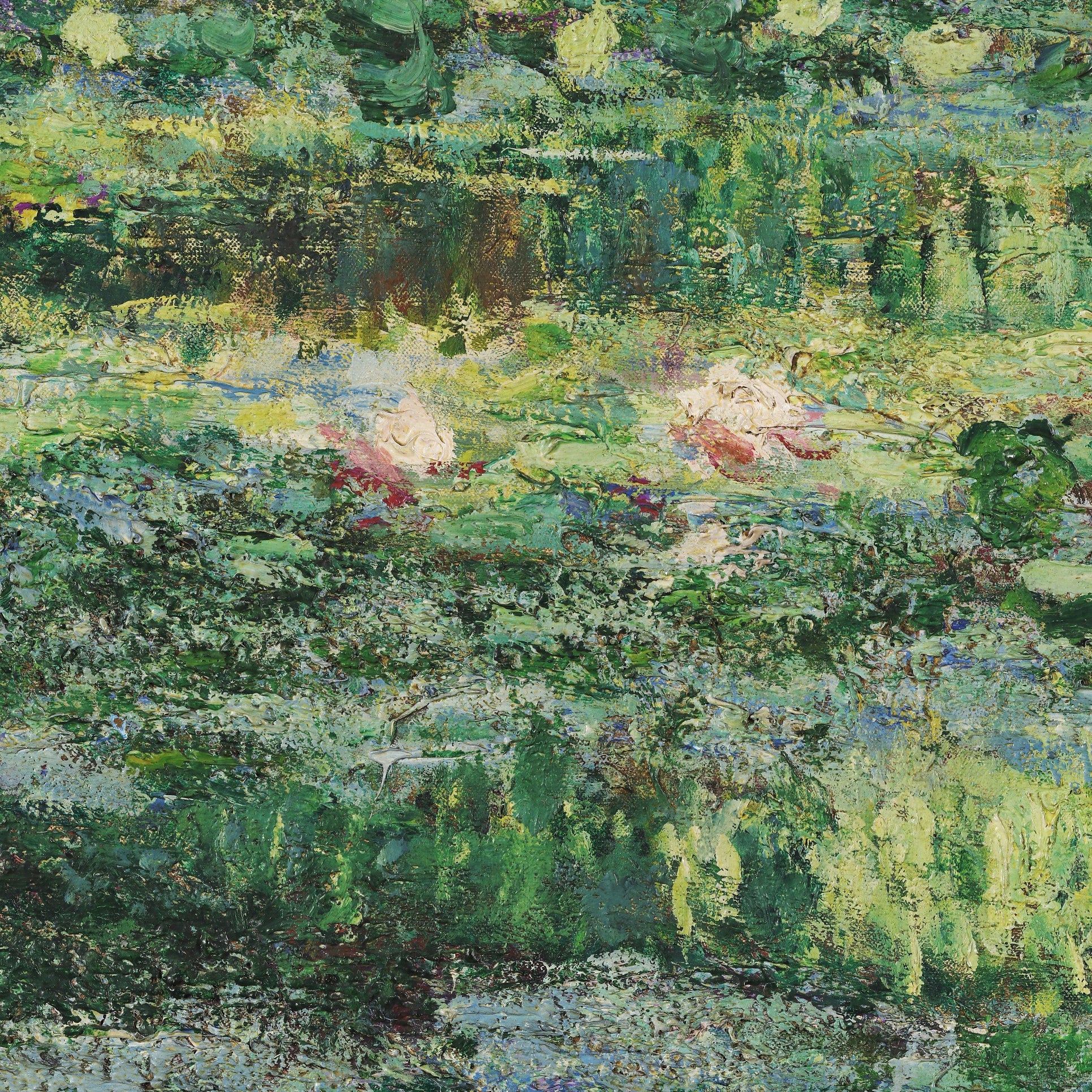 The Water Lily Pond by Claude Monet, 3d Printed with texture and brush strokes looks like original oil-painting, code:021