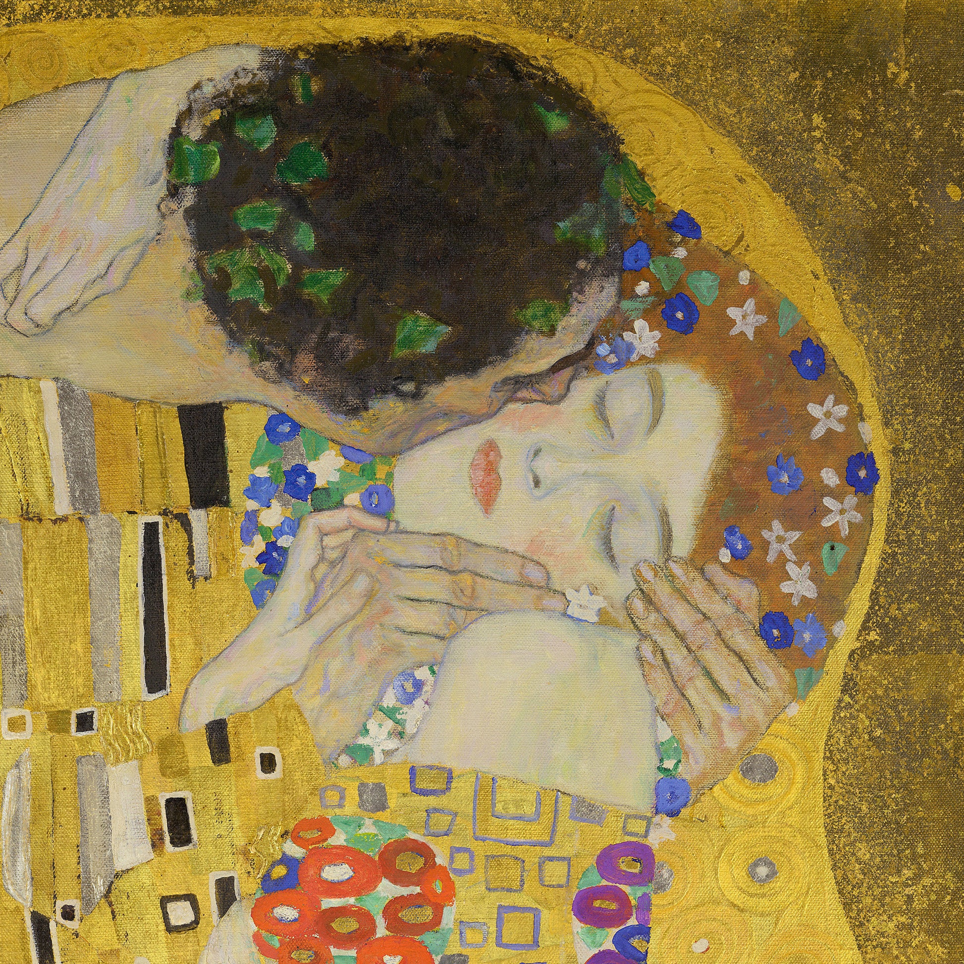 The Kiss by Gustav Klimt, 3d Printed with texture and brush strokes looks like original oil-painting, code:031