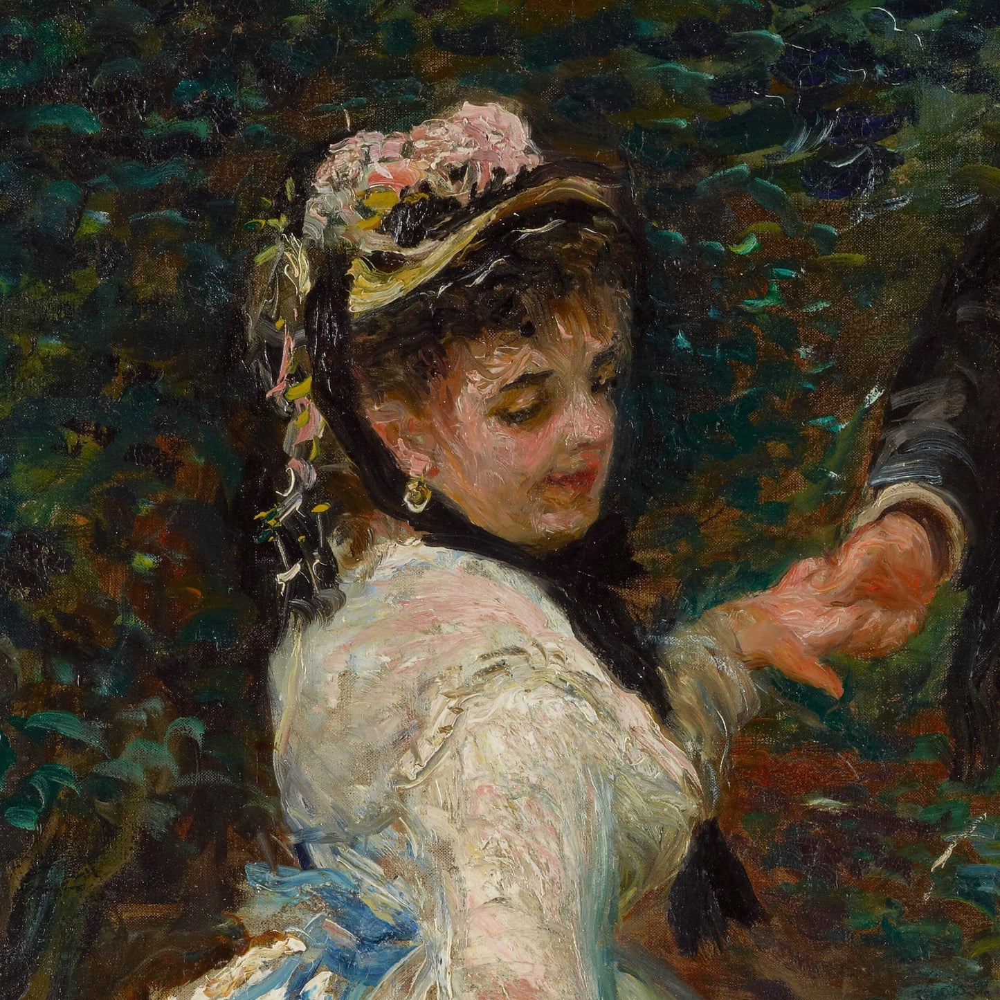 La Promenade by Pierre Auguste Renoir, 3d Printed with texture and brush strokes looks like original oil-painting, code:050