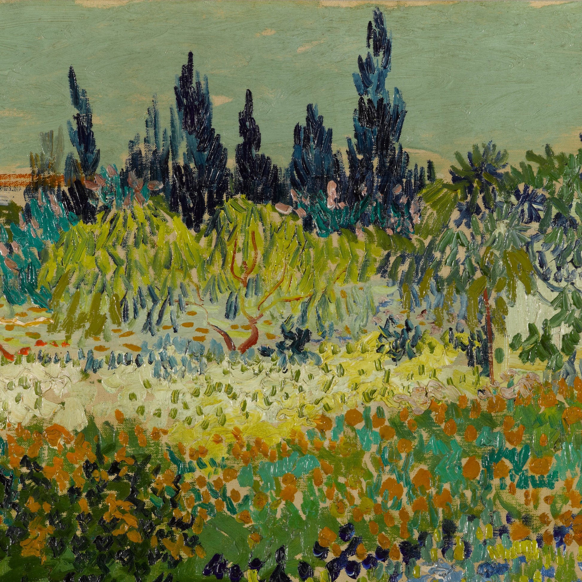 Garden at Arles by Vincent Van Gogh, 3d Printed with texture and brush strokes looks like original oil-painting, code:059