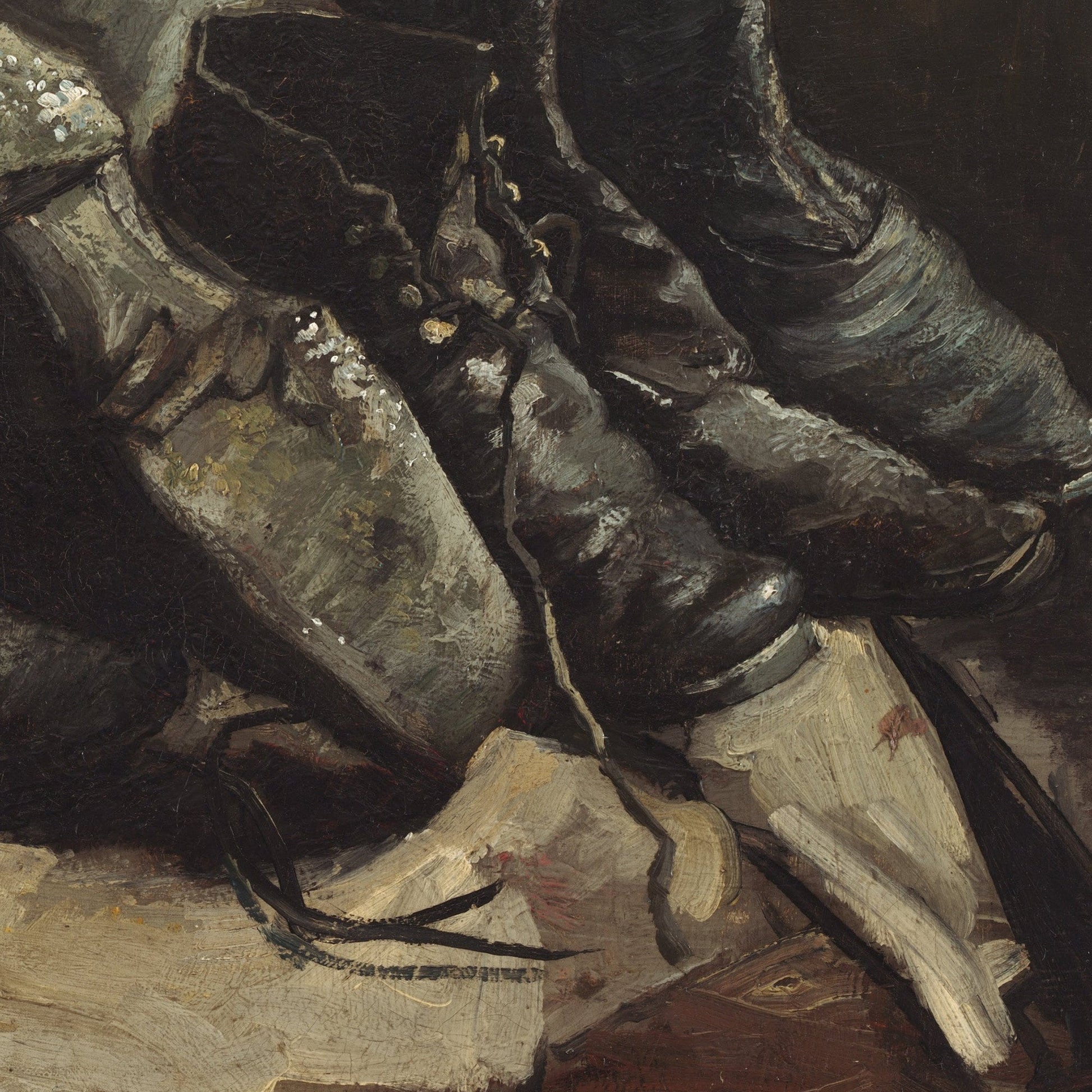 Pairs of Shoes by Vincent Van Gogh, 3d Printed with texture and brush strokes looks like original oil-painting, code:445