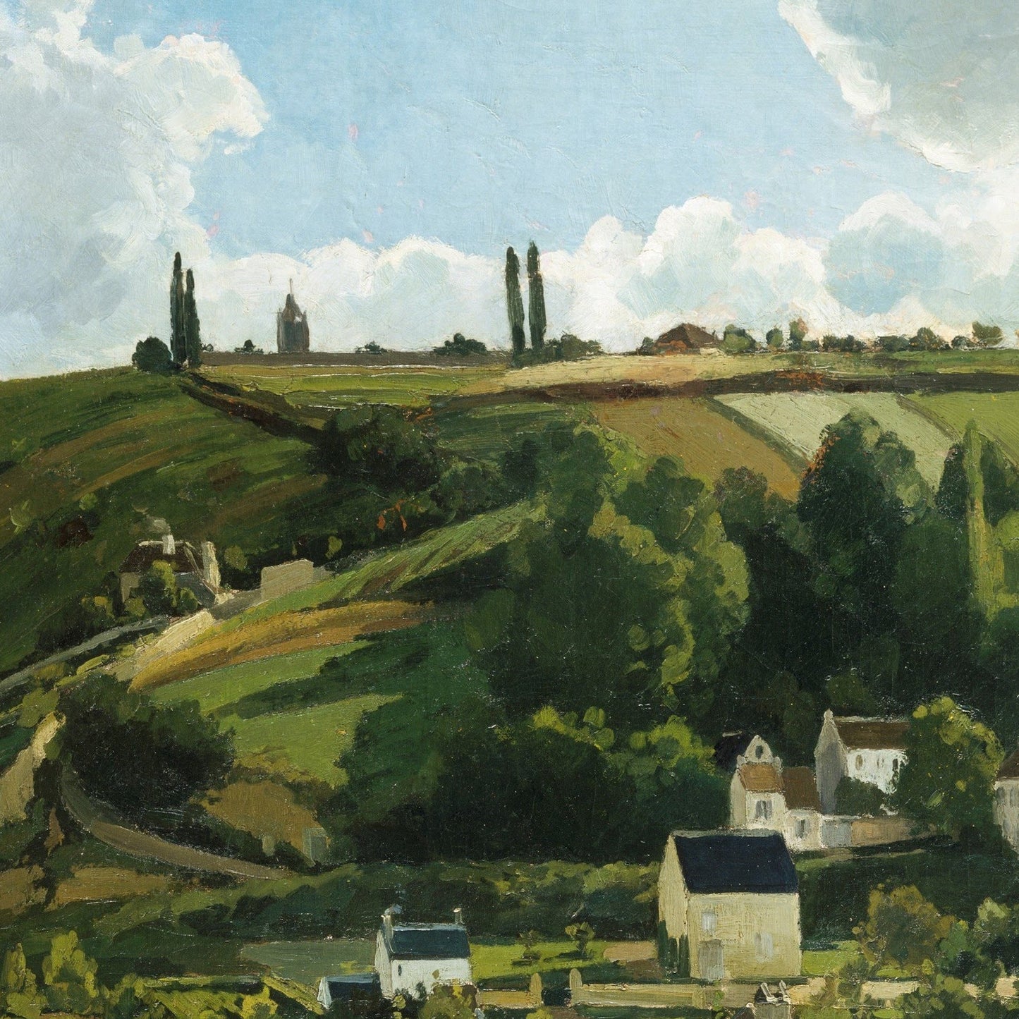 Jalais Hill, Pontoise by Camille Pissarro, 3d Printed with texture and brush strokes looks like original oil-painting, code:097